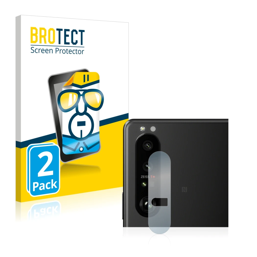 Vorderseite einer Produktverpackung mit dem Markenlogo BROTECT. Daneben ist das Gerät Sony Xperia 1 III (NUR Kameraschutz) mit