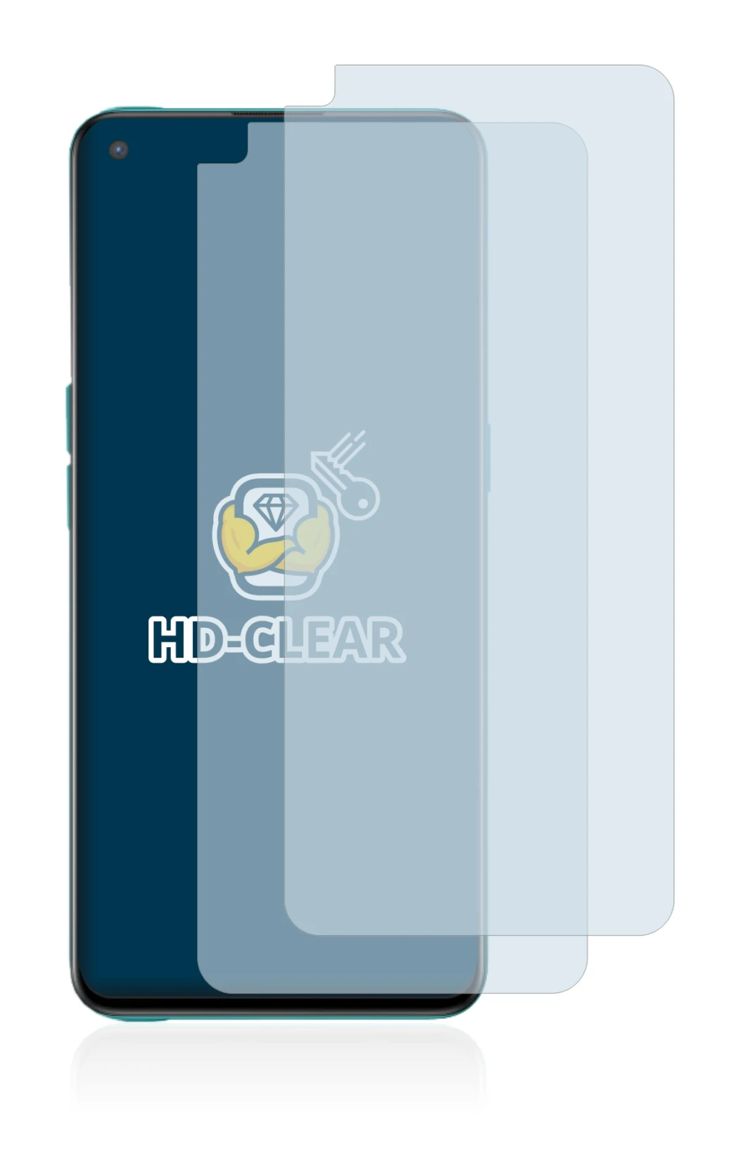 Abbildung des Geräts OnePlus Nord CE 5G mit einer Vielzahl des Displayschutzes.