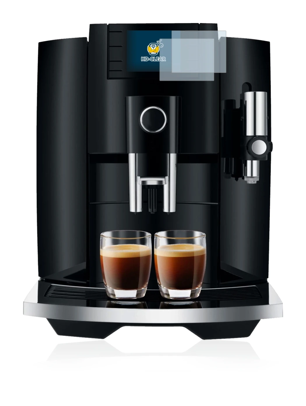 Abbildung des Geräts Jura E8 (EB) mit einer Vielzahl des Displayschutzes.