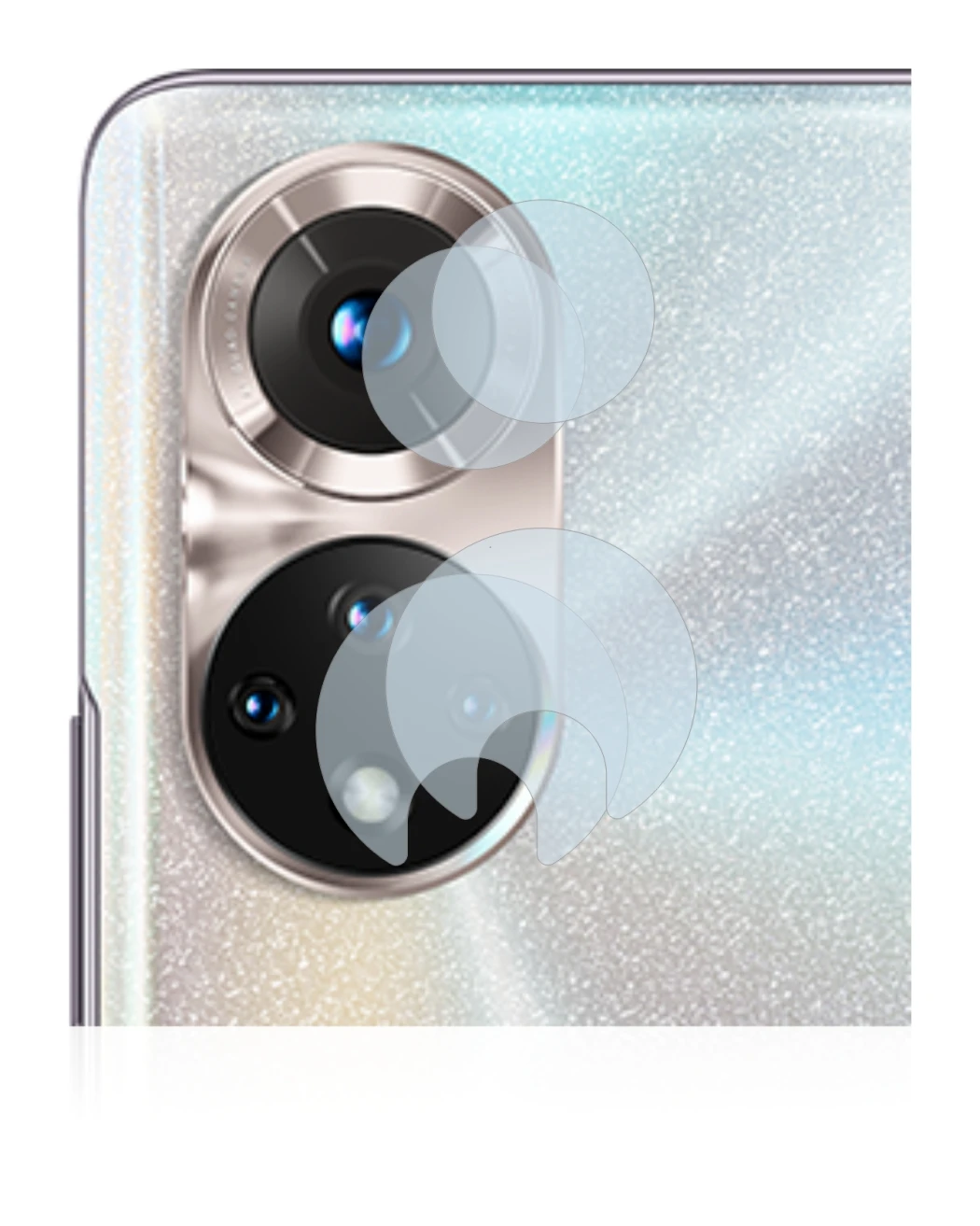 Abbildung des Geräts Honor 50 (NUR Kameraschutz) mit einer Vielzahl des Displayschutzes.