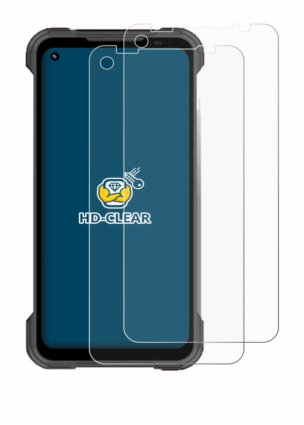 Abbildung des Geräts Doogee S97 Pro mit einer Vielzahl des Displayschutzes.