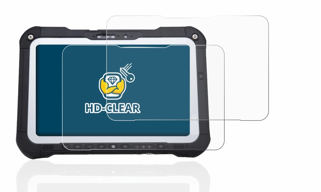 Abbildung des Geräts Panasonic Toughbook FZ-G2 mit einer Vielzahl des Displayschutzes.