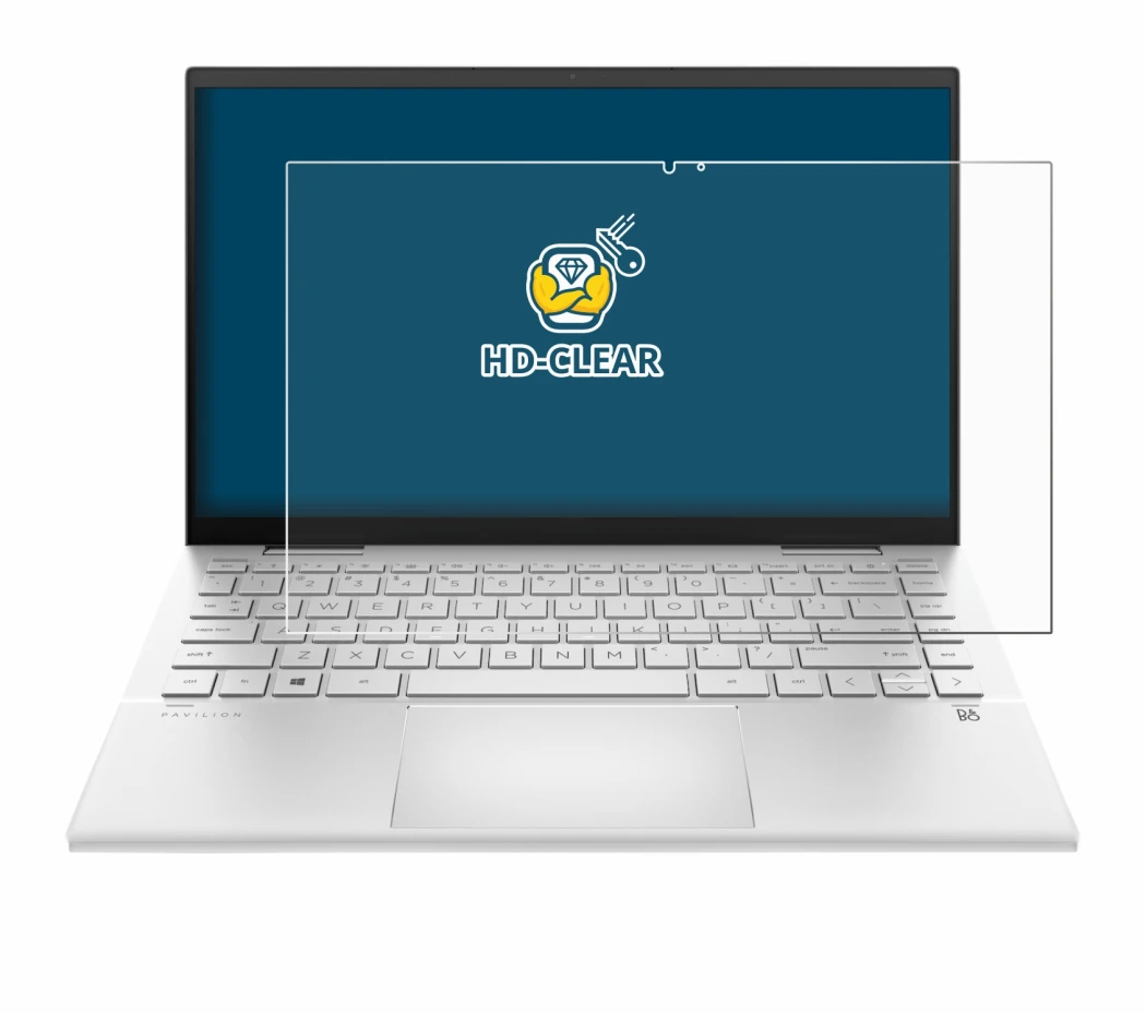 Abbildung des Geräts HP Pavilion x360 (14-dyX) mit einer Vielzahl des Displayschutzes.