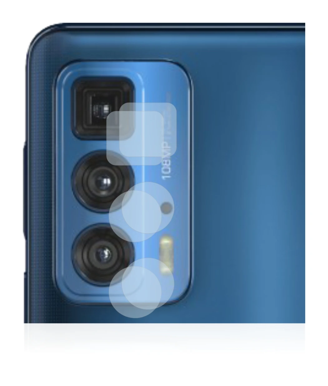 Abbildung des Geräts Motorola Edge 20 Pro (NUR Kameraschutz) mit einer Vielzahl des Displayschutzes.