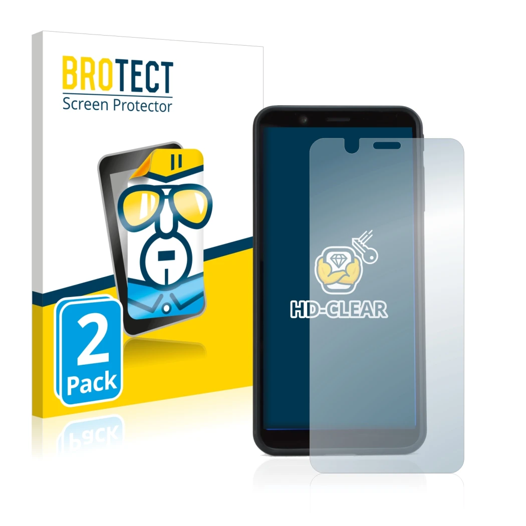 Vorderseite einer Produktverpackung mit dem Markenlogo BROTECT. Daneben ist das Gerät Shift Shift6mq mit dem zugehörigen Displ