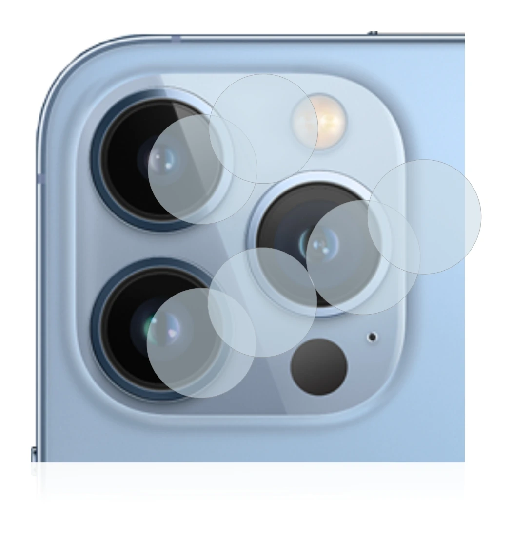 Abbildung des Geräts Apple iPhone 13 Pro Max (NUR Kameraschutz) mit einer Vielzahl des Displayschutzes.