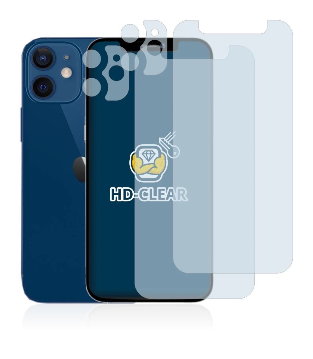 Abbildung des Geräts Apple iPhone 12 mini (Display+Kamera) mit einer Vielzahl des Displayschutzes.