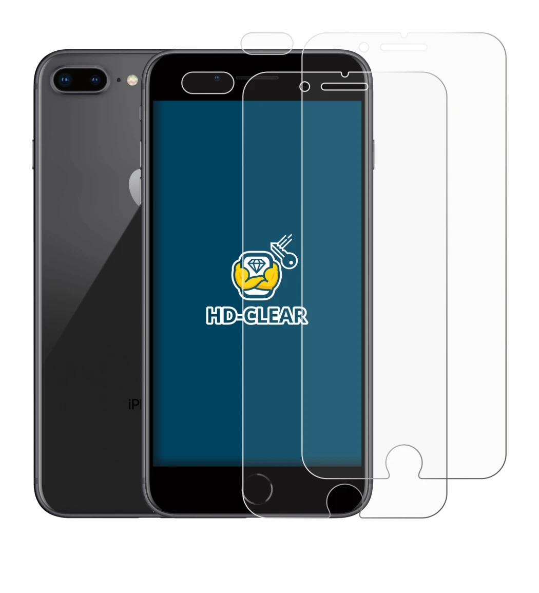 Abbildung des Geräts Apple iPhone 8 Plus (Display+Kamera) mit einer Vielzahl des Displayschutzes.