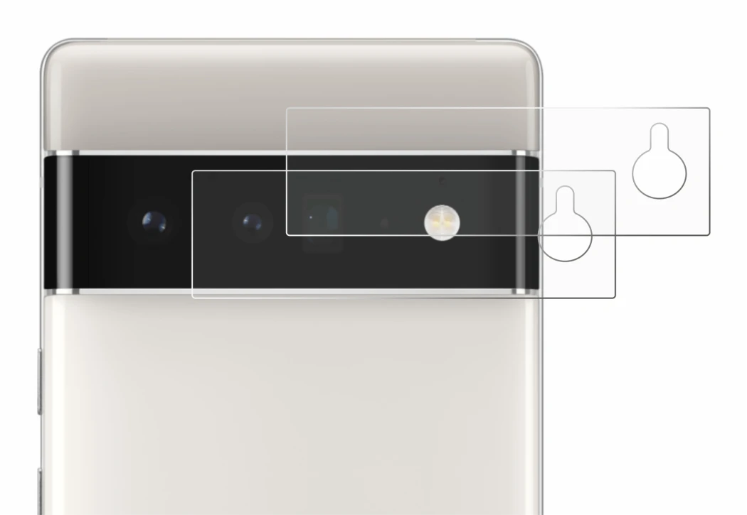 Abbildung des Geräts Google Pixel 6 Pro (NUR Kameraschutz) mit einer Vielzahl des Displayschutzes.