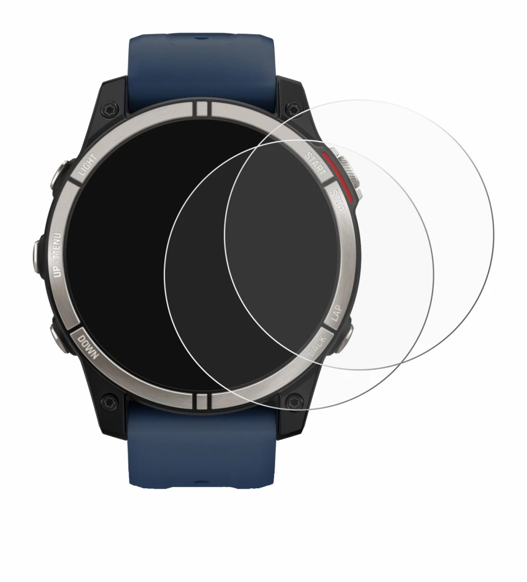 Abbildung des Geräts Garmin quatix 7 mit einer Vielzahl des Displayschutzes.
