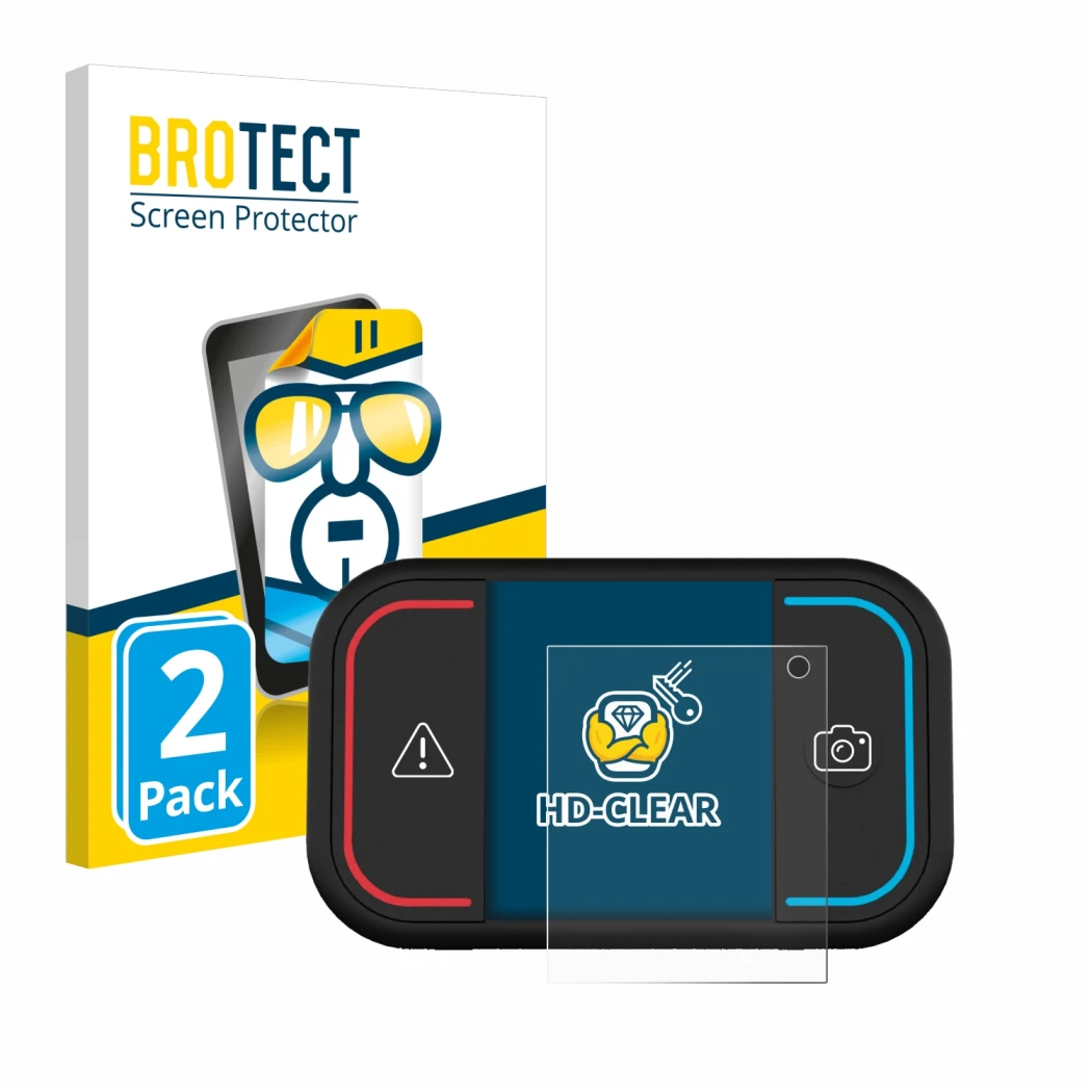 Vorderseite einer Produktverpackung mit dem Markenlogo BROTECT. Daneben ist das Gerät Saphe Drive Mini mit dem zugehörigen Dis