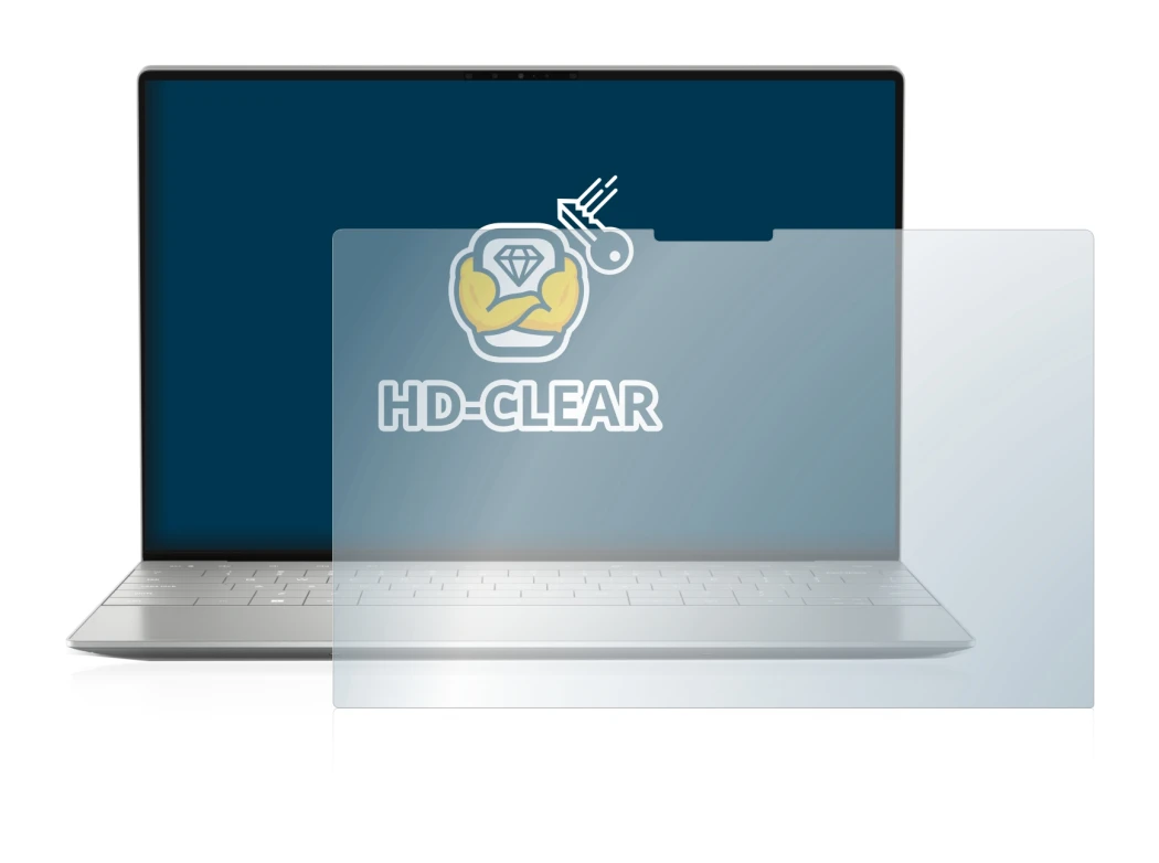 Abbildung des Geräts Dell XPS 13 Plus 9320 Touch mit einer Vielzahl des Displayschutzes.
