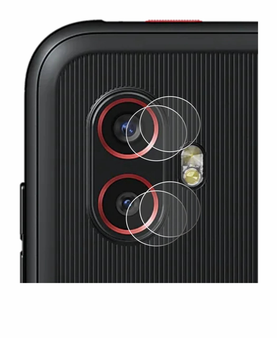 Abbildung des Geräts Samsung Galaxy Xcover 6 Pro (NUR Kameraschutz) mit einer Vielzahl des Displayschutzes.