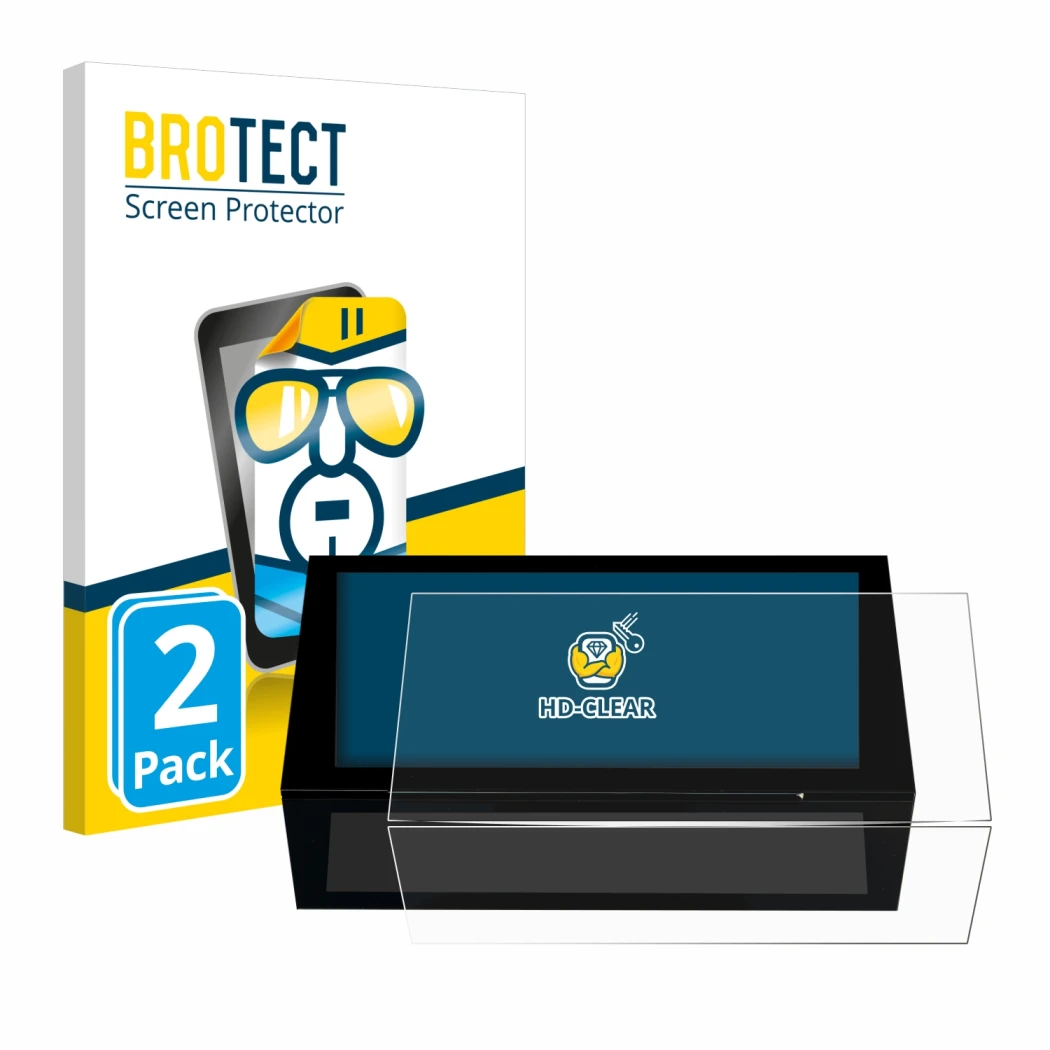 Vorderseite einer Produktverpackung mit dem Markenlogo BROTECT. Daneben ist das Gerät Peugeot 308 2022 Infotainment System 10