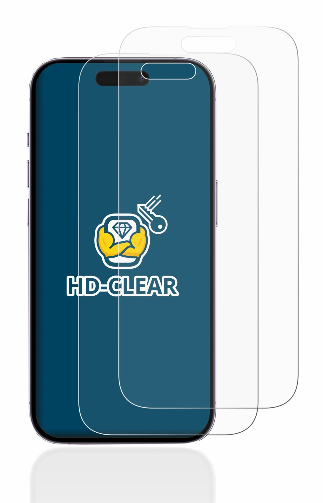 Abbildung des Geräts Apple iPhone 14 Pro mit einer Vielzahl des Displayschutzes.