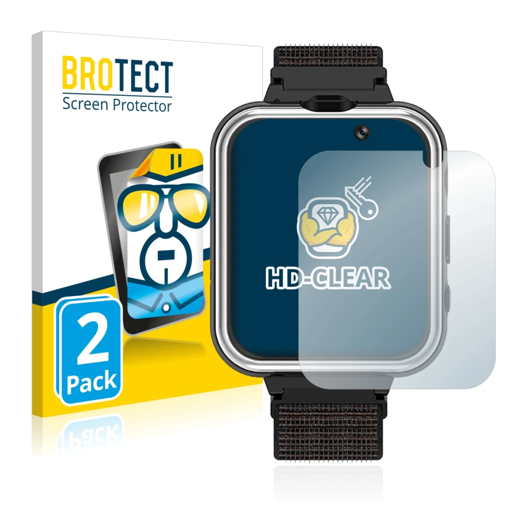Vorderseite einer Produktverpackung mit dem Markenlogo BROTECT. Daneben ist das Gerät Pthtechus X32 mit dem zugehörigen Displa