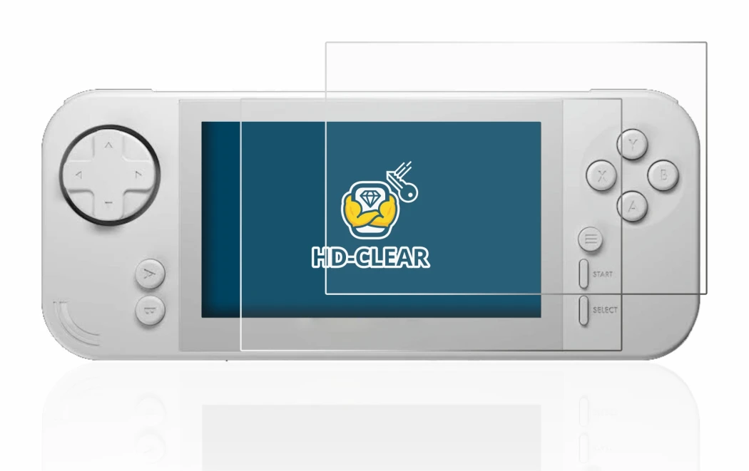 Abbildung des Geräts Evercade EXP mit einer Vielzahl des Displayschutzes.