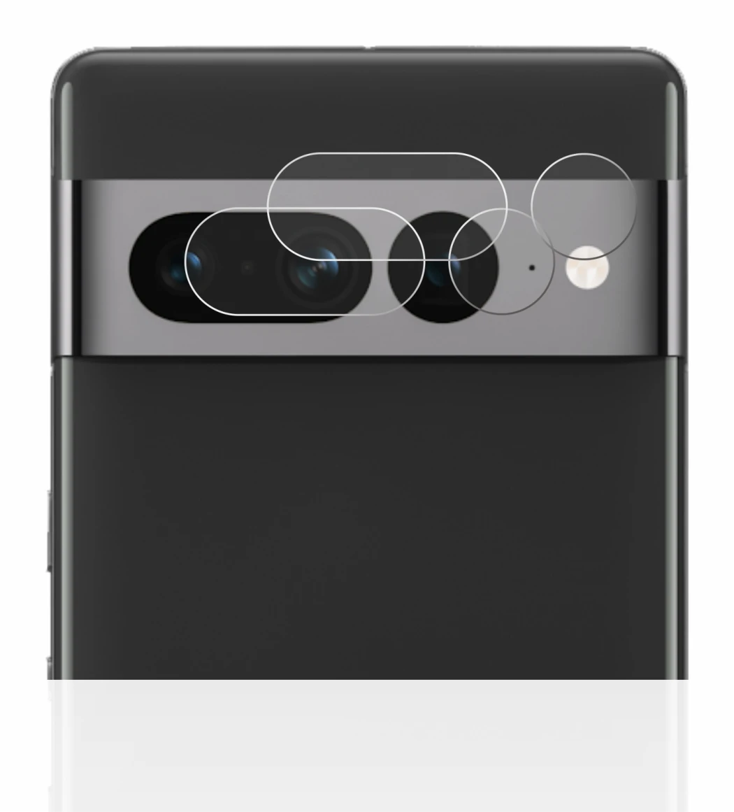 Abbildung des Geräts Google Pixel 7 Pro (NUR Kameraschutz) mit einer Vielzahl des Displayschutzes.