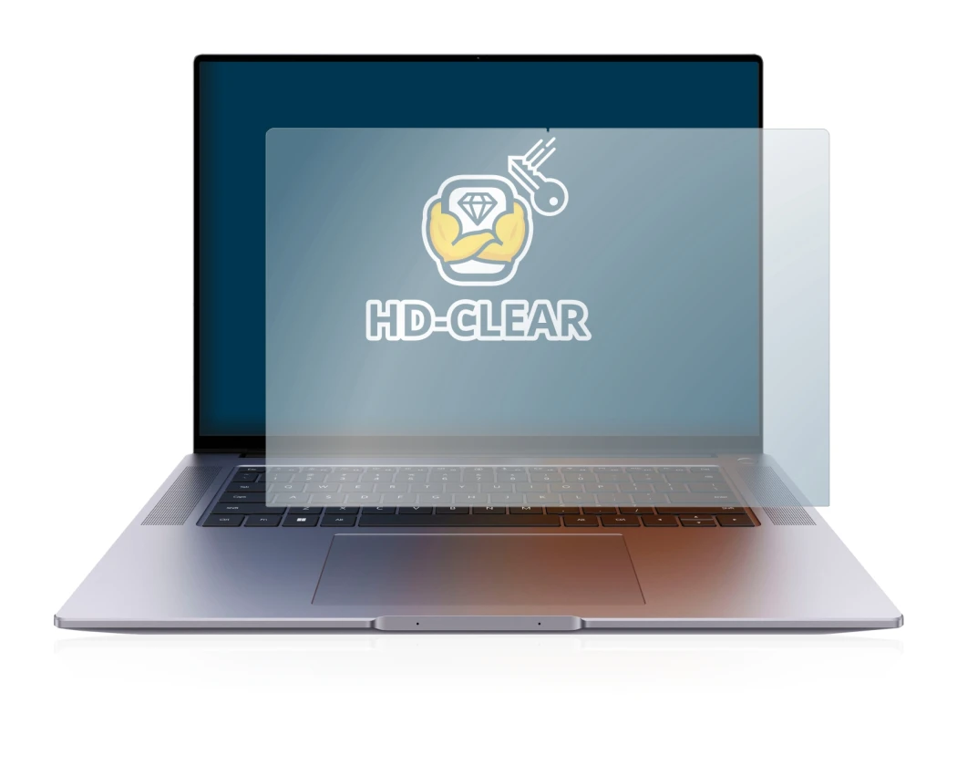 Abbildung des Geräts Huawei MateBook 16s mit einer Vielzahl des Displayschutzes.