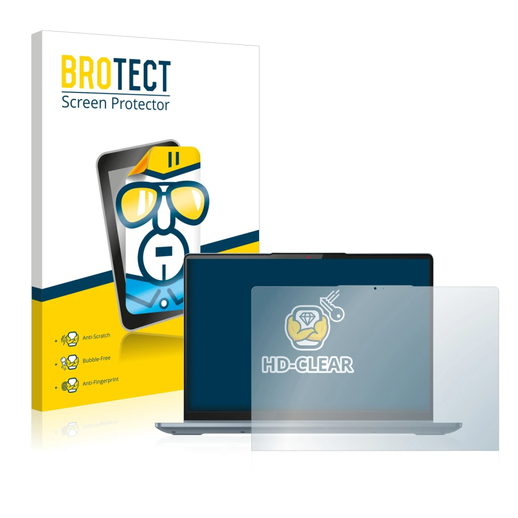 Vorderseite einer Produktverpackung mit dem Markenlogo BROTECT. Daneben ist das Gerät Lenovo IdeaPad Flex 5 14