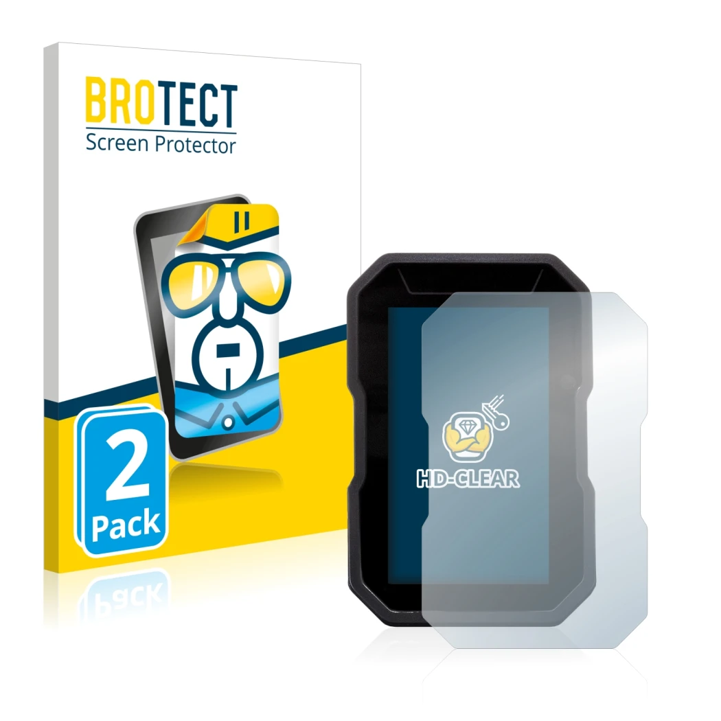 Vorderseite einer Produktverpackung mit dem Markenlogo BROTECT. Daneben ist das Gerät Ducati DesertX 2022 mit dem zugehörigen 