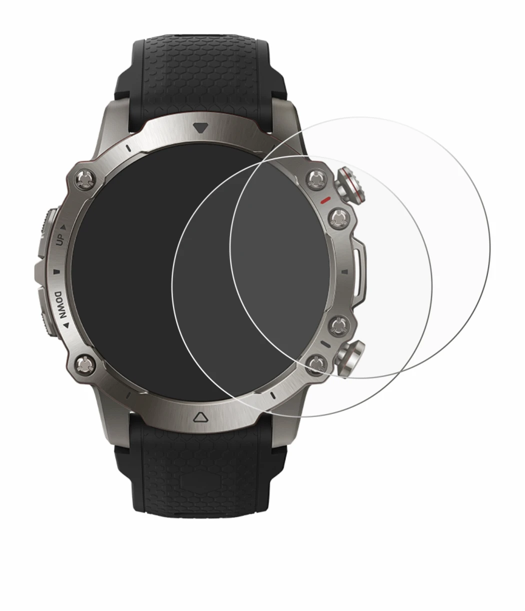 Abbildung des Geräts Huami Amazfit Falcon mit einer Vielzahl des Displayschutzes.