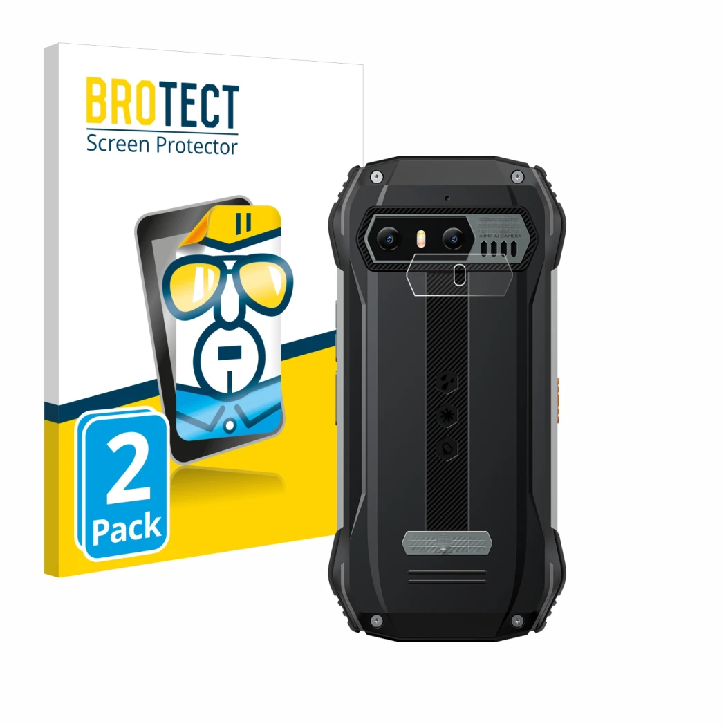 Vorderseite einer Produktverpackung mit dem Markenlogo BROTECT. Daneben ist das Gerät Blackview N6000 (NUR Kameraschutz) mit d