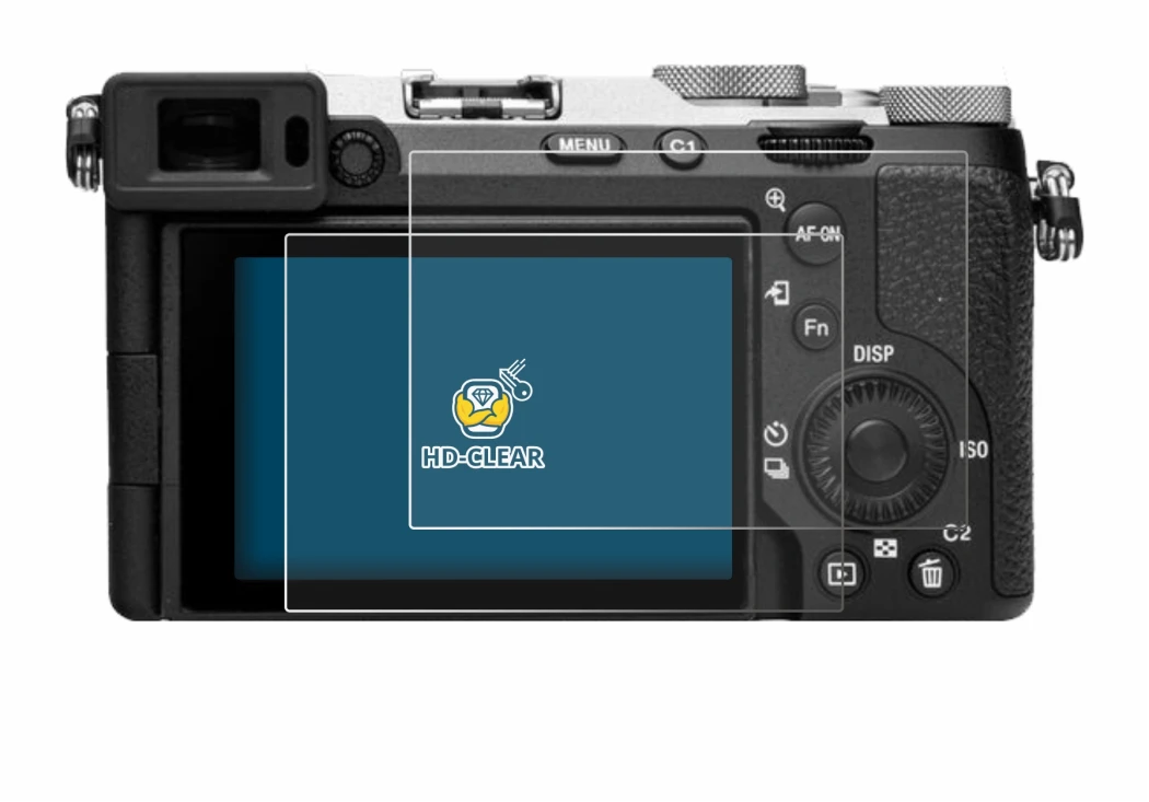 Abbildung des Geräts Sony Alpha 7C II (ILCE-7CM2) mit einer Vielzahl des Displayschutzes.