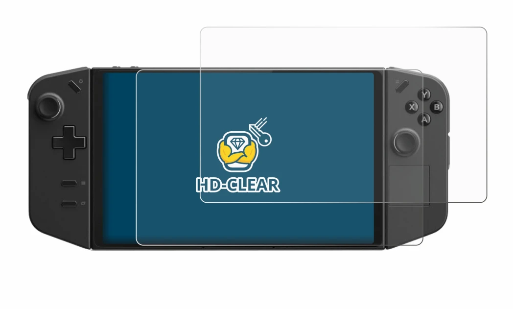 Abbildung des Geräts Lenovo Legion Go mit einer Vielzahl des Displayschutzes.