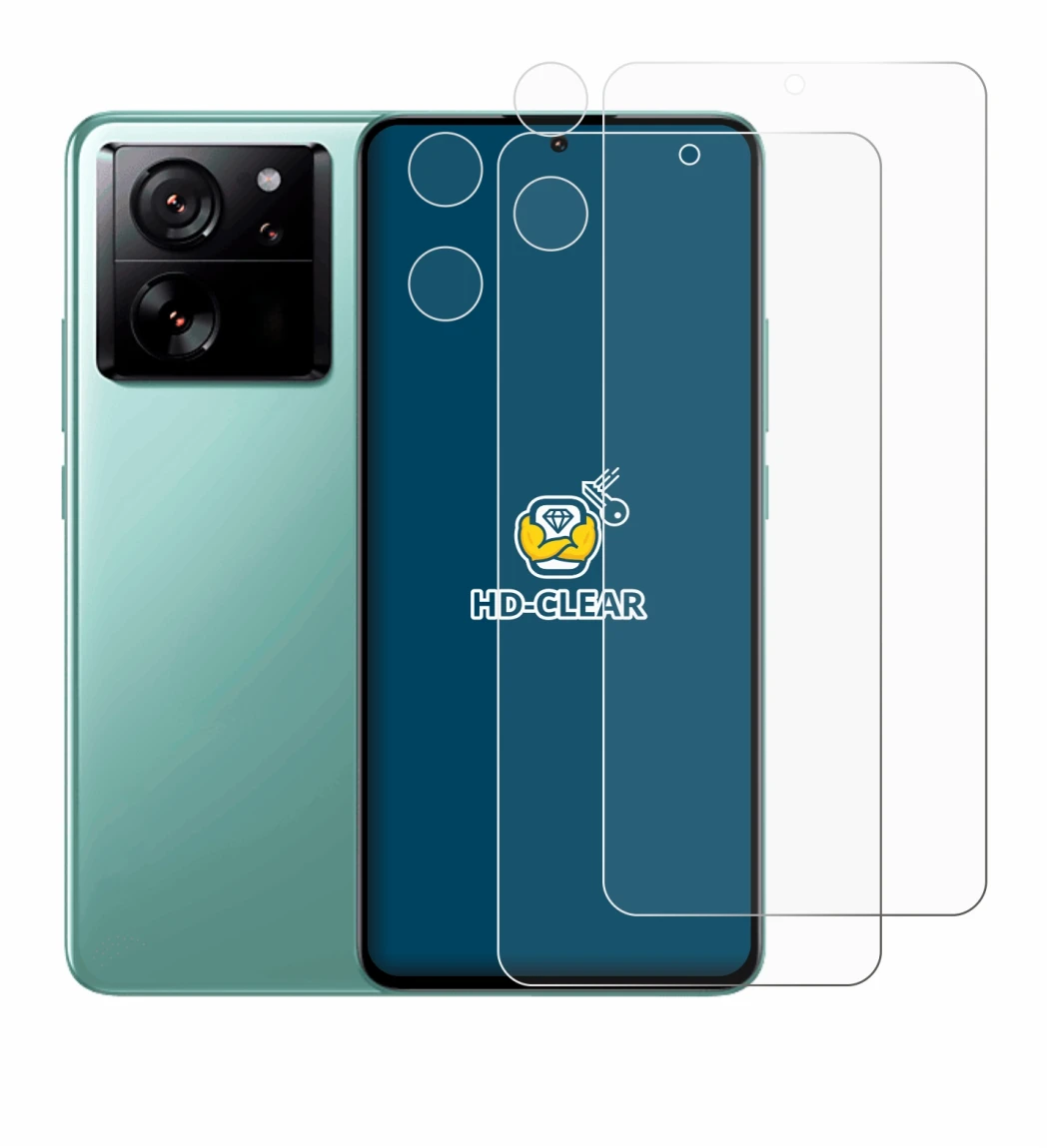 Abbildung des Geräts Xiaomi 13T (Display+Kamera) mit einer Vielzahl des Displayschutzes.