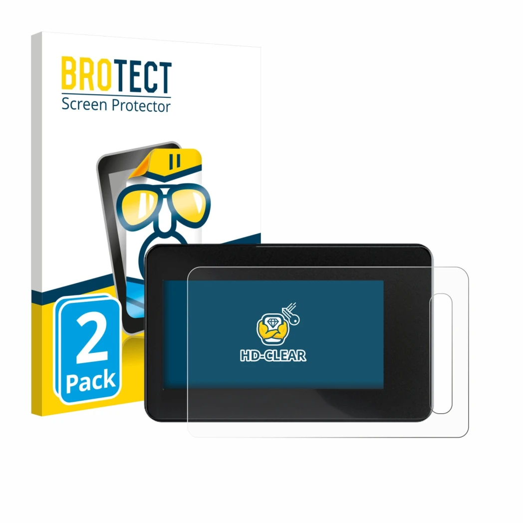 Vorderseite einer Produktverpackung mit dem Markenlogo BROTECT. Daneben ist das Gerät Shimano Steps SC-EN600 mit dem zugehörig