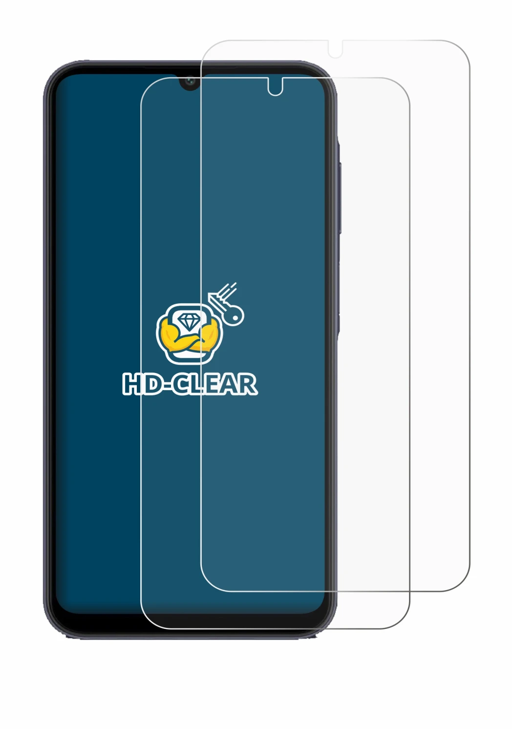 Abbildung des Geräts Samsung Galaxy A25 5G mit einer Vielzahl des Displayschutzes.