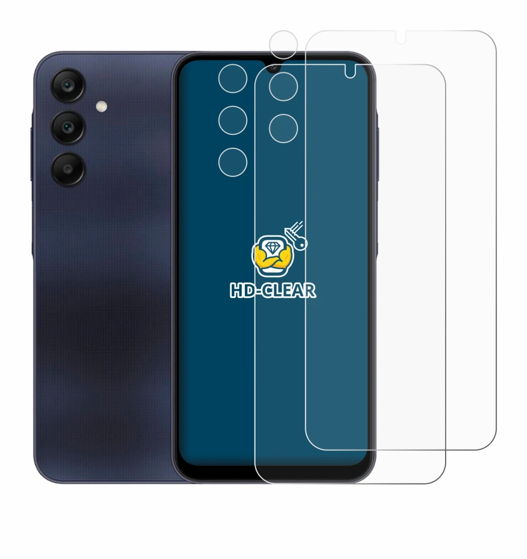 Abbildung des Geräts Samsung Galaxy A25 5G (Display+Kamera) mit einer Vielzahl des Displayschutzes.