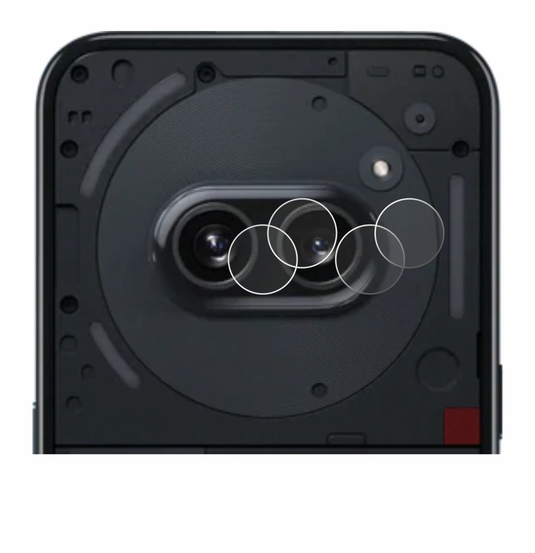 Abbildung des Geräts Nothing Phone (2a) (NUR Kameraschutz) mit einer Vielzahl des Displayschutzes.