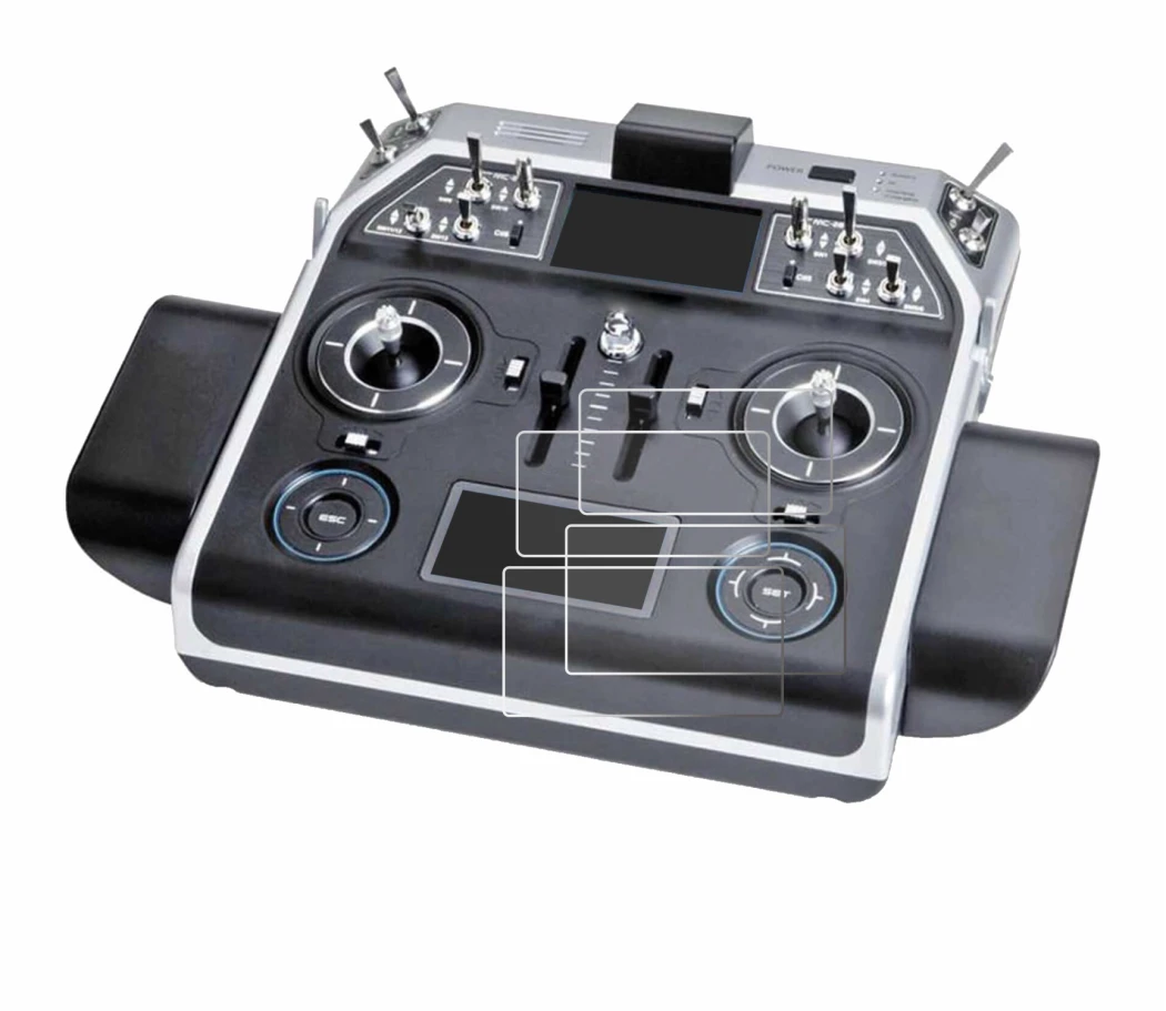 Abbildung des Geräts Graupner MC-28 mit einer Vielzahl des Displayschutzes.