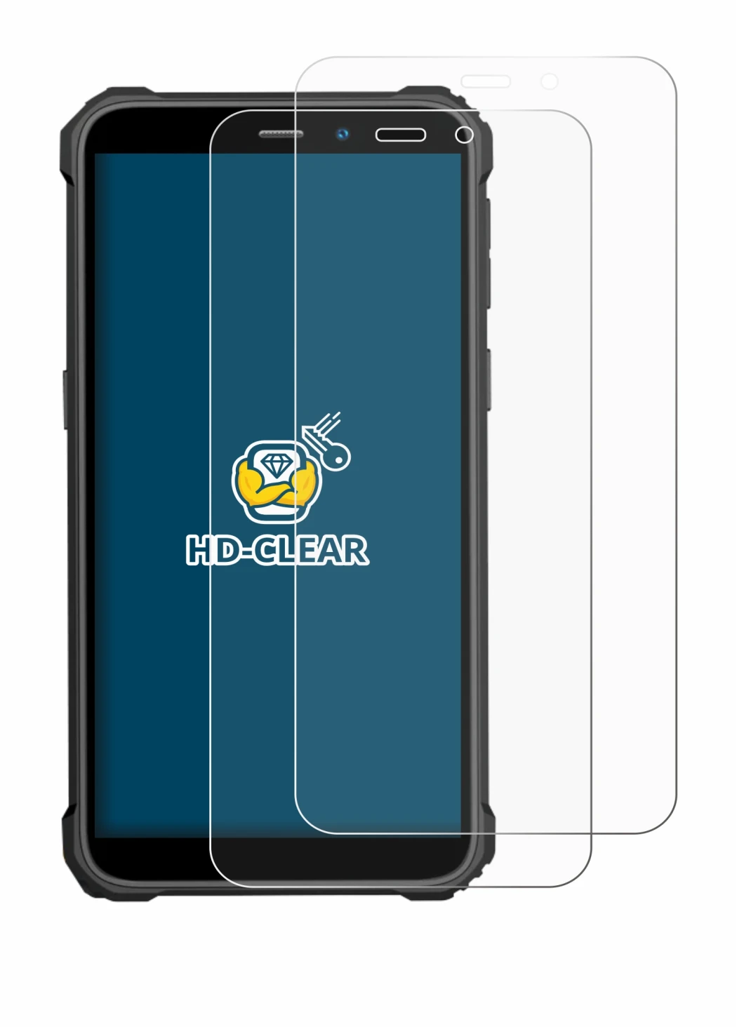 Abbildung des Geräts Oukitel WP32 mit einer Vielzahl des Displayschutzes.