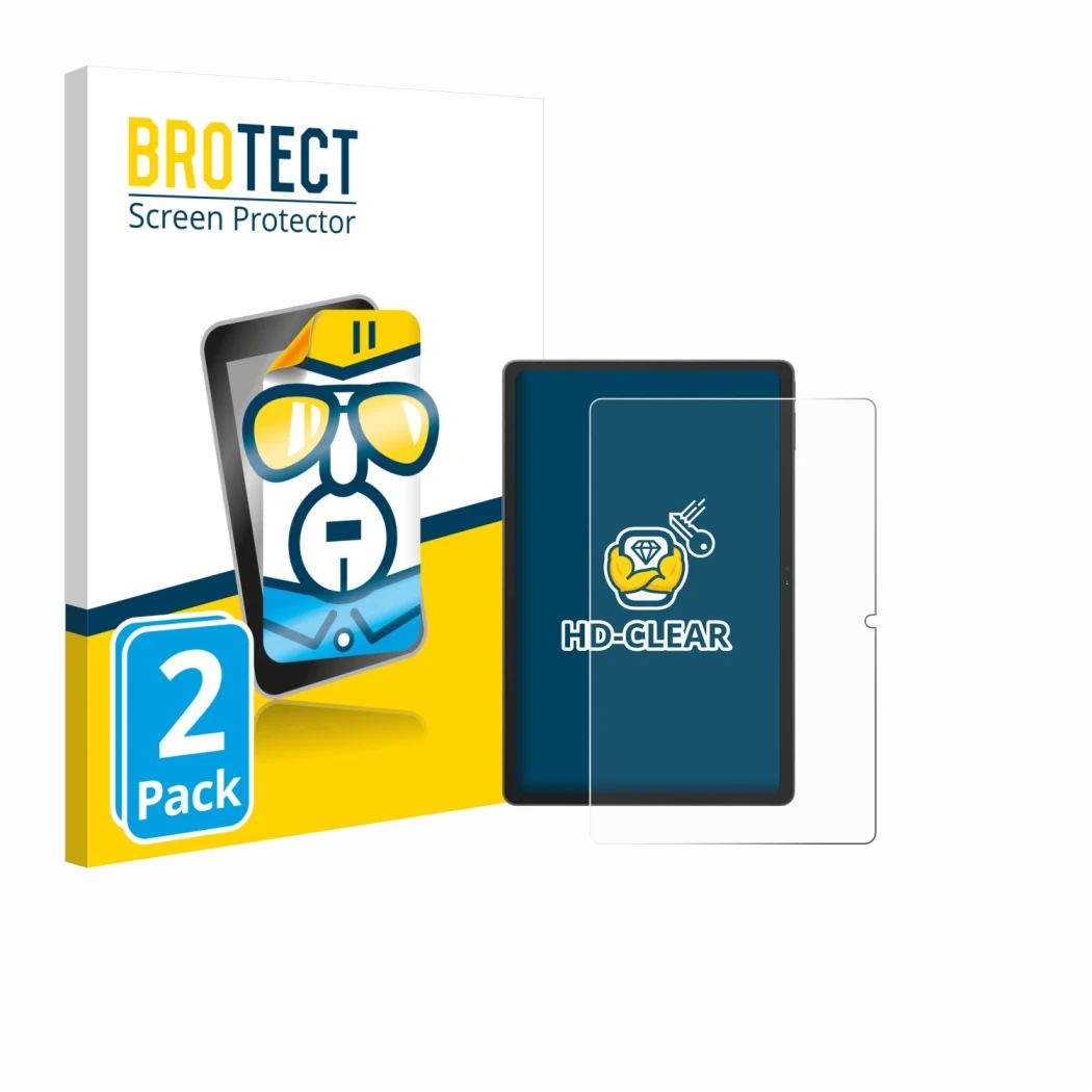 Vorderseite einer Produktverpackung mit dem Markenlogo BROTECT. Daneben ist das Gerät Blackview Tab 16 Pro mit dem zugehörigen