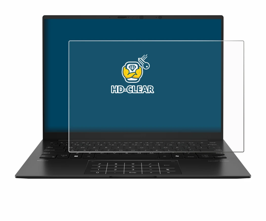 Abbildung des Geräts ASUS ZenBook 14 OLED UM3406 mit einer Vielzahl des Displayschutzes.