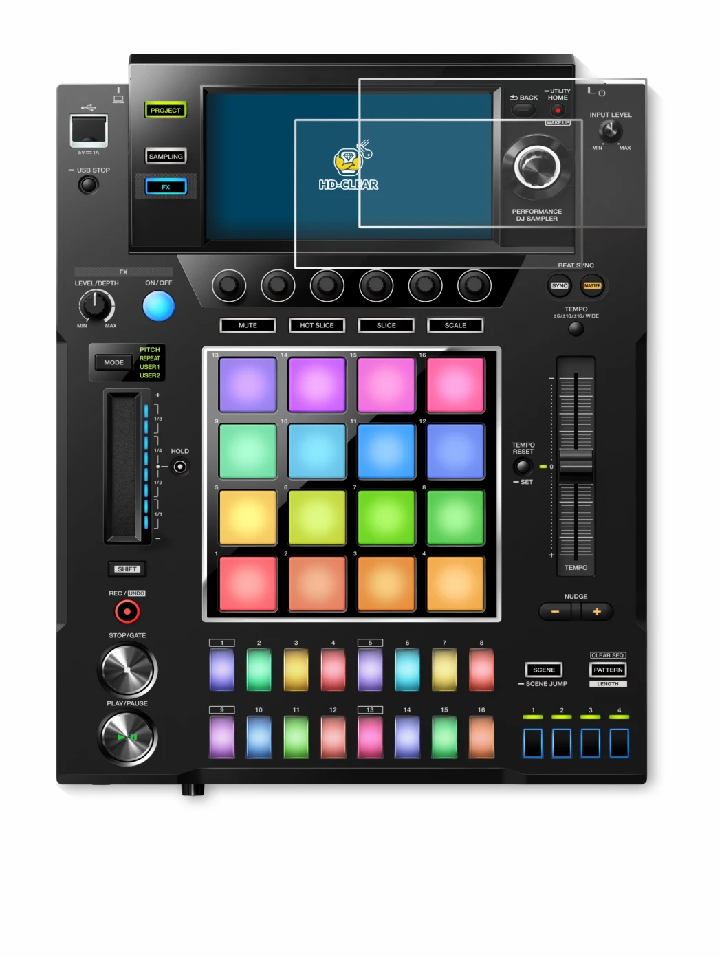 Abbildung des Geräts Pioneer DJS -1000 mit einer Vielzahl des Displayschutzes.