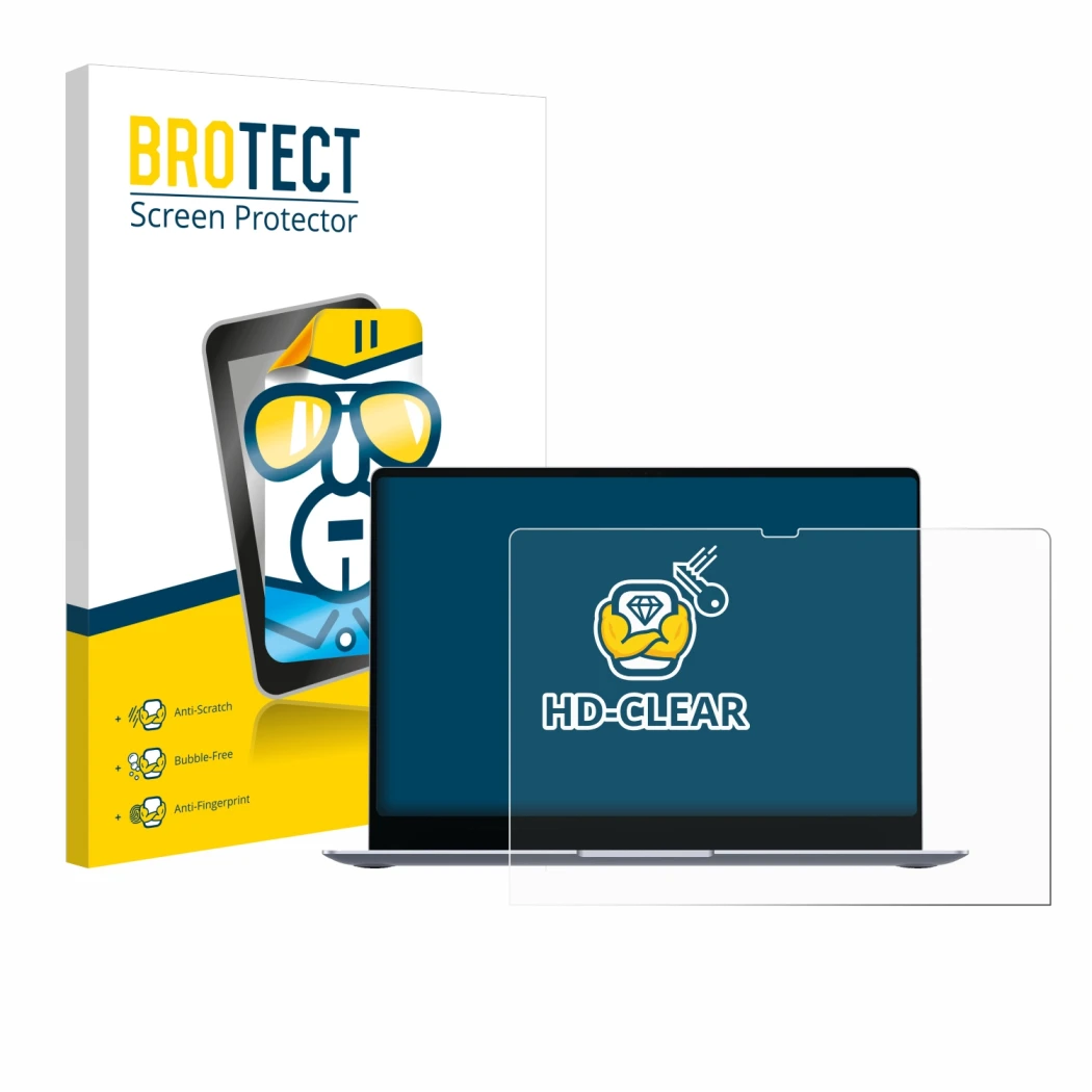 Vorderseite einer Produktverpackung mit dem Markenlogo BROTECT. Daneben ist das Gerät Samsung Galaxy Book4 Edge 14