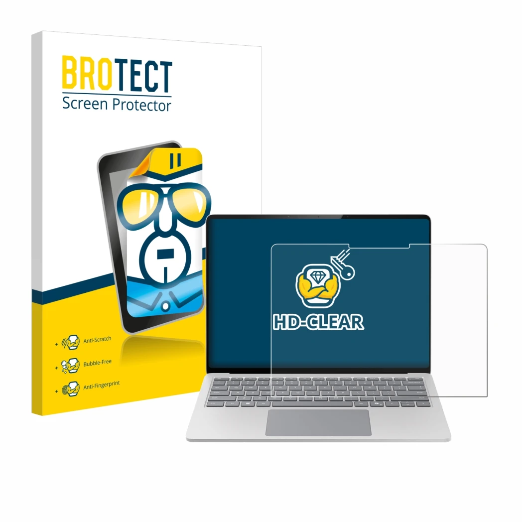 Vorderseite einer Produktverpackung mit dem Markenlogo BROTECT. Daneben ist das Gerät Microsoft Surface Laptop 7 15