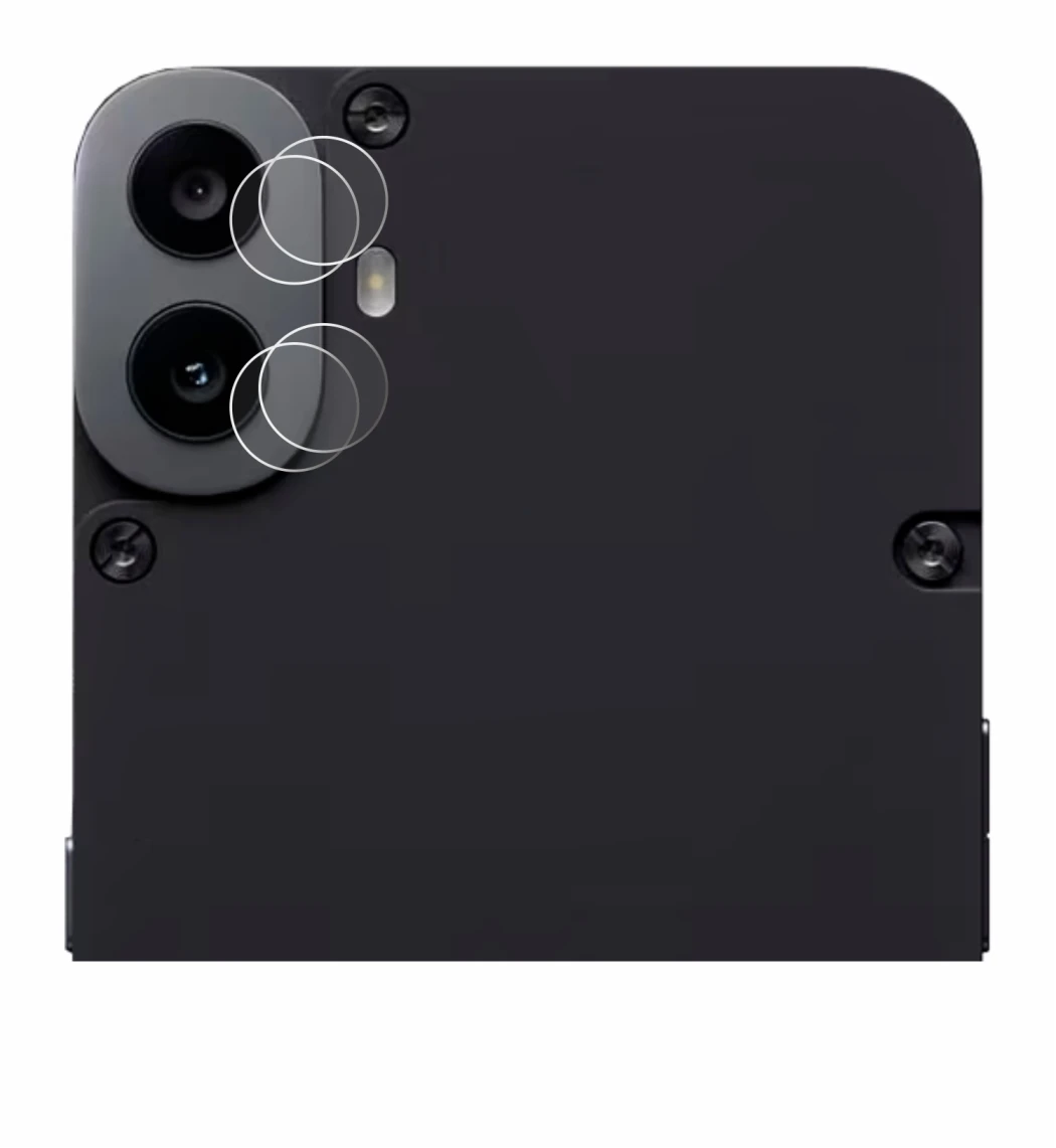 Abbildung des Geräts Nothing CMF Phone 1 (NUR Kameraschutz) mit einer Vielzahl des Displayschutzes.