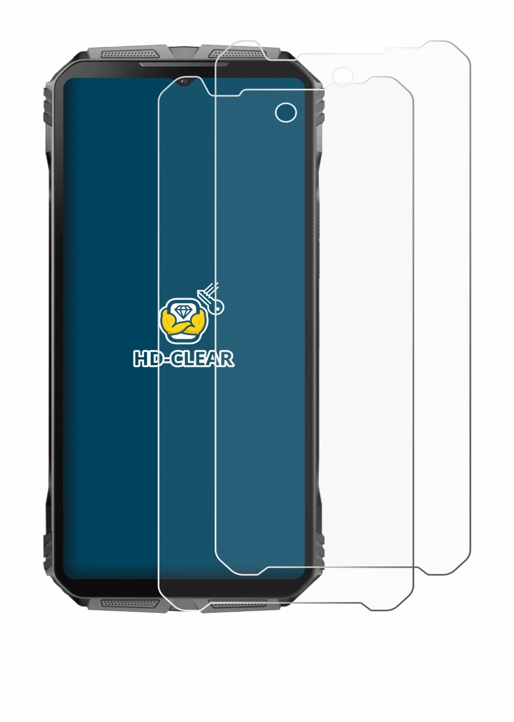 Abbildung des Geräts Doogee V40 Pro mit einer Vielzahl des Displayschutzes.