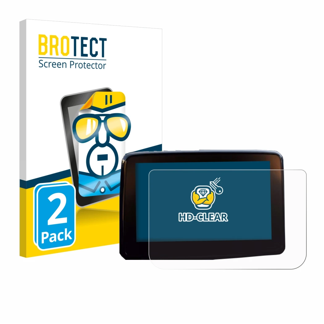 Vorderseite einer Produktverpackung mit dem Markenlogo BROTECT. Daneben ist das Gerät Mazda 2 BJ 2024 mit dem zugehörigen Disp