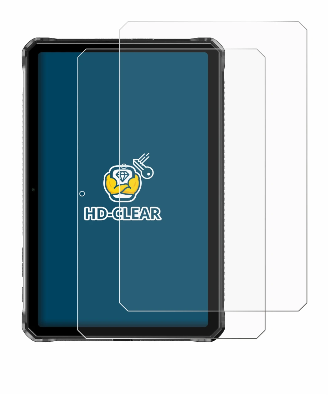 Abbildung des Geräts Doogee R10 mit einer Vielzahl des Displayschutzes.