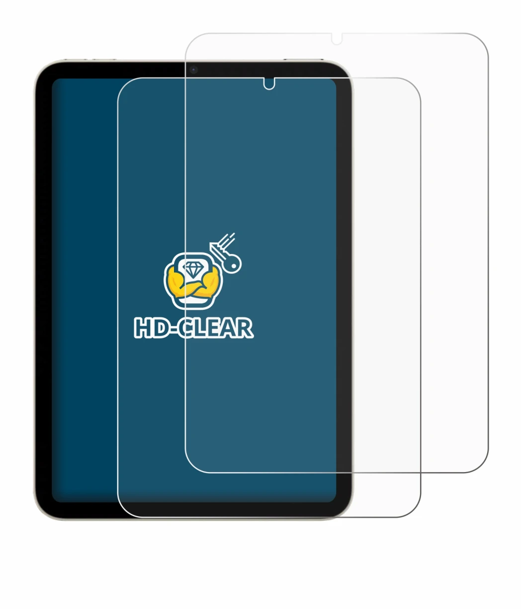 Abbildung des Geräts Apple iPad Mini 7 WiFi 2024 mit einer Vielzahl des Displayschutzes.