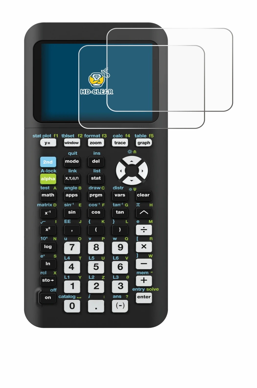 Abbildung des Geräts Texas Instruments TI-84 Plus CE-T Python mit einer Vielzahl des Displayschutzes.