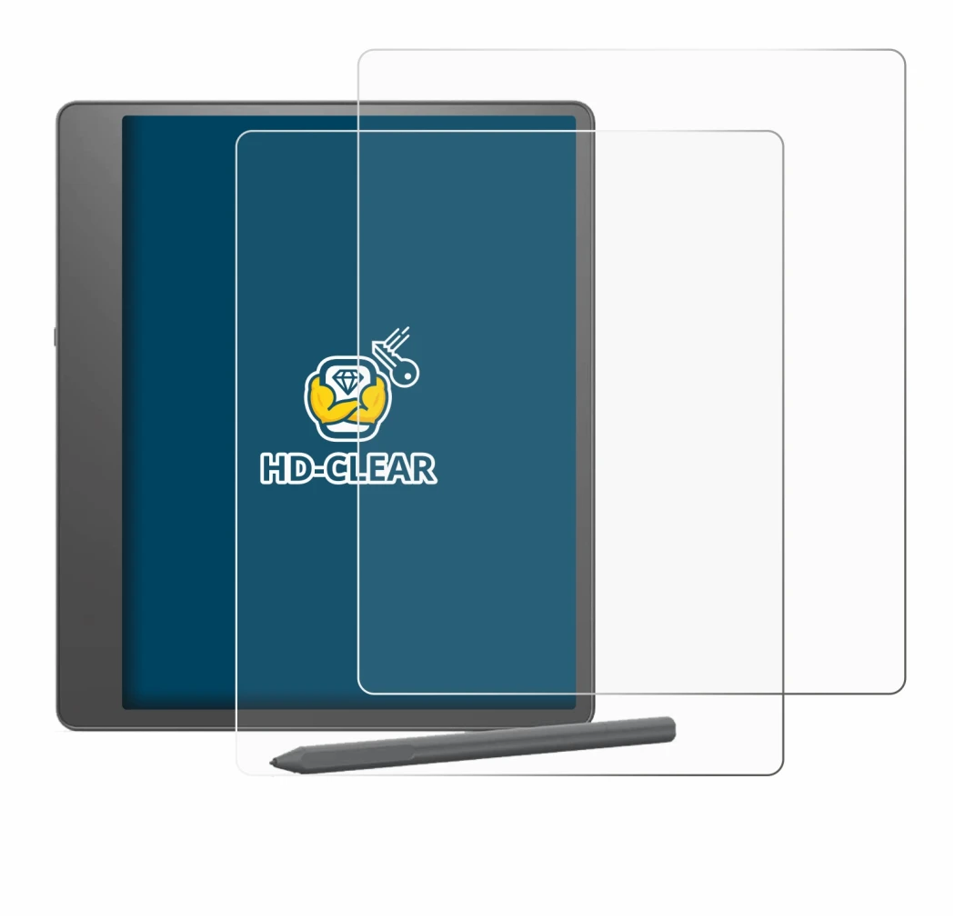 Abbildung des Geräts Amazon Kindle Scribe 2024 mit einer Vielzahl des Displayschutzes.