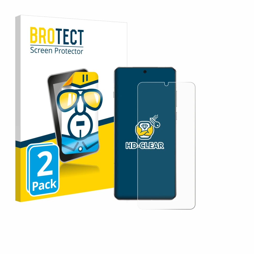 Vorderseite einer Produktverpackung mit dem Markenlogo BROTECT. Daneben ist das Gerät OnePlus 13 mit dem zugehörigen Displaysc