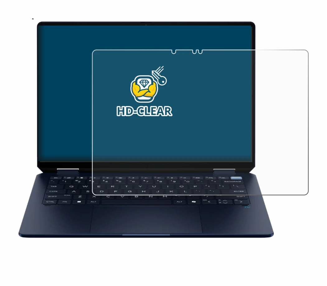 Abbildung des Geräts HP OmniBook Ultra Flip 14-fh mit einer Vielzahl des Displayschutzes.